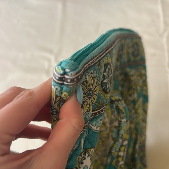 Vera Bradley Peacock Green Blue Zipper Tote Bag - Picture 5 of 7